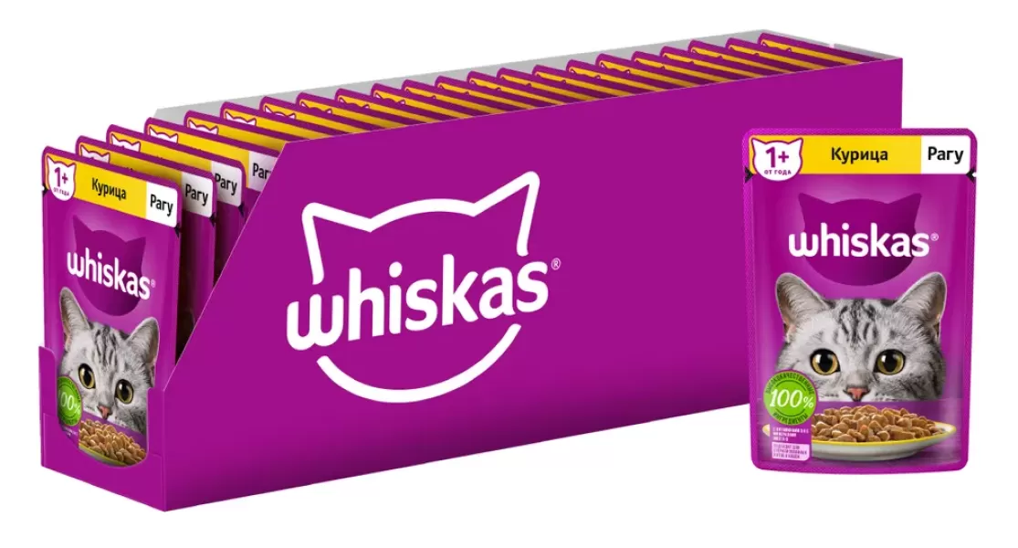 Влажный корм для кошек Whiskas, рагу с курицей, 75 г x 28 photo 2